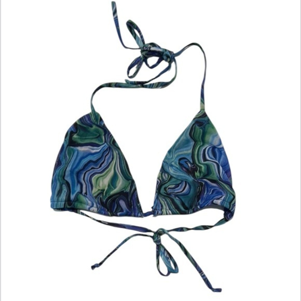 Shop17 color swirl bikini swim top size small blue